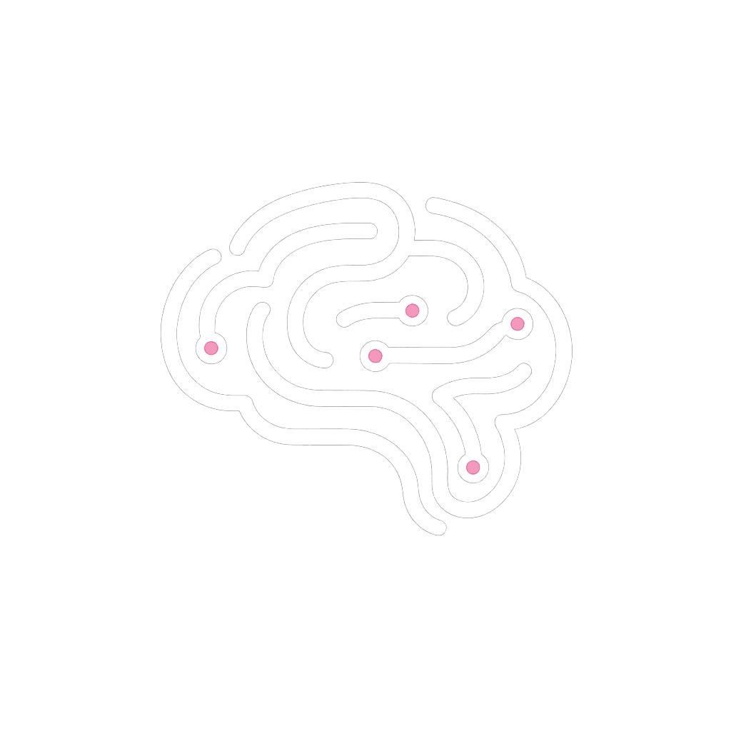 Brain-shaped emblem of connected nodes